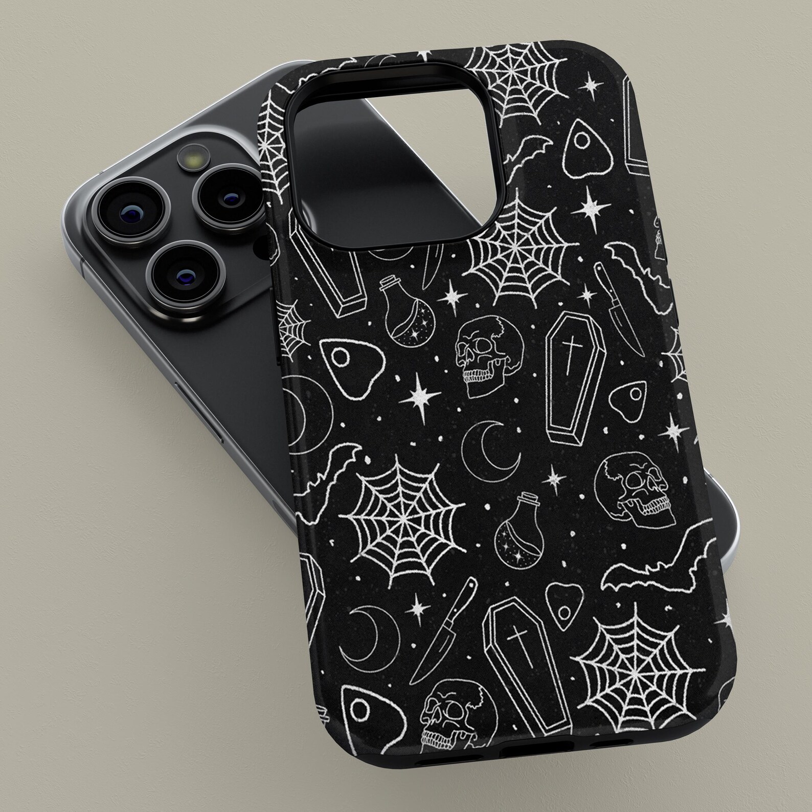 Spooky Skull and Spider Webs Tough Phone Case