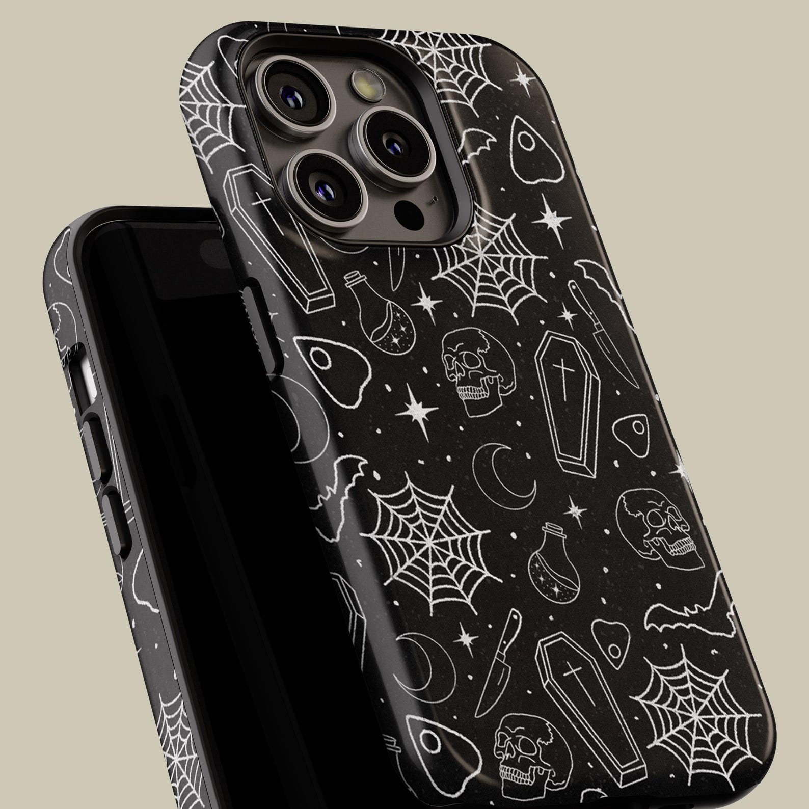 Spooky Skull and Spider Webs Tough Phone Case