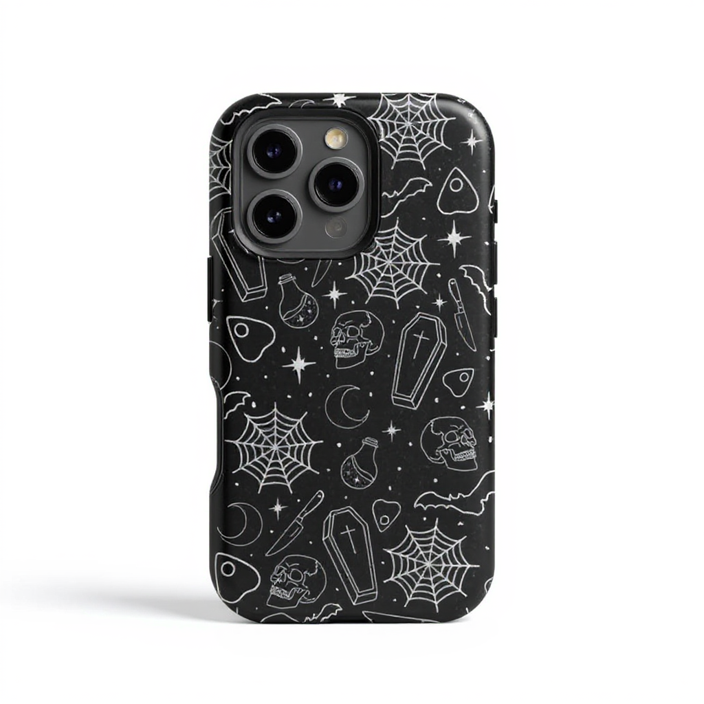 Spooky Skull and Spider Webs Tough Phone Case