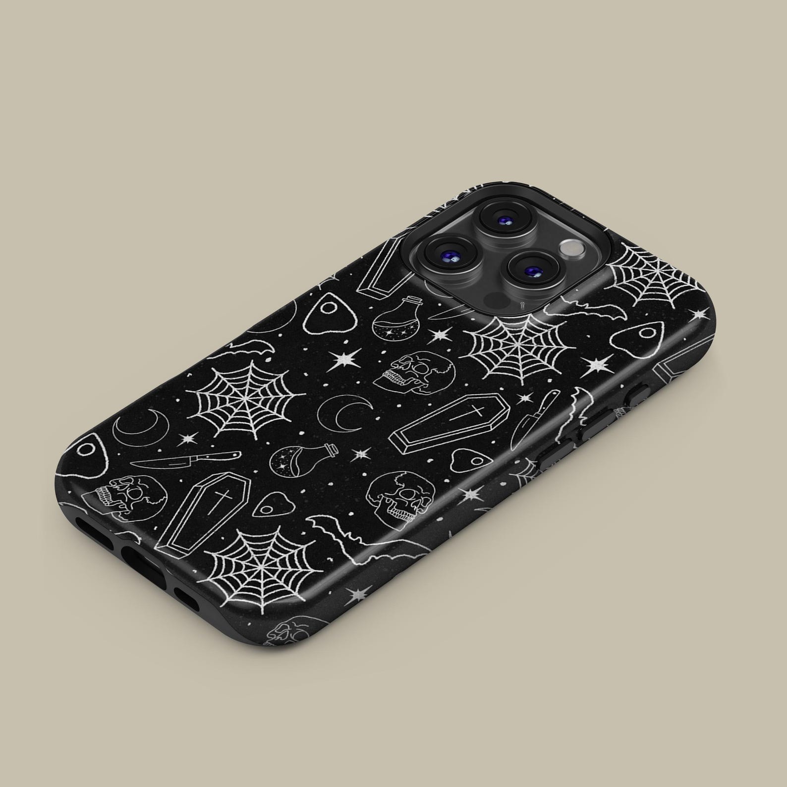 Spooky Skull and Spider Webs Tough Phone Case