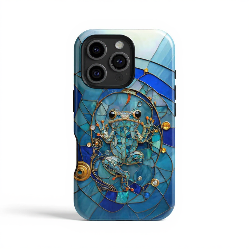 Stained Glass Frog Design Tough Phone Case