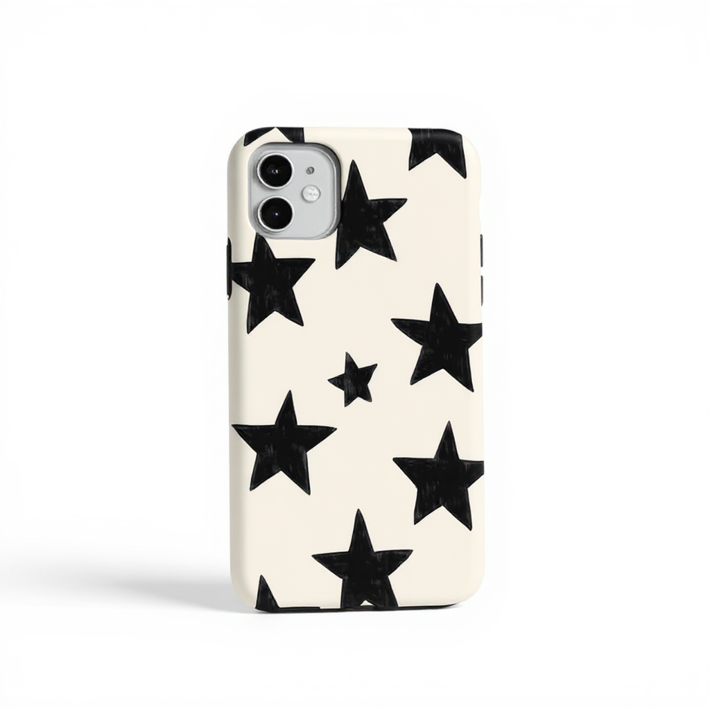 Stylish Black Stars on Cream Tough Phone Case