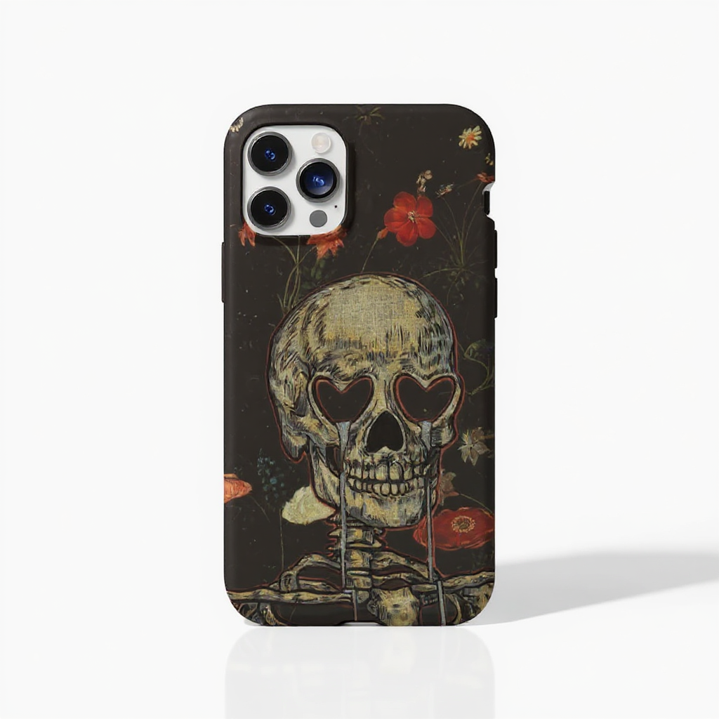 Stylish Floral Skull Art Tough Phone Case