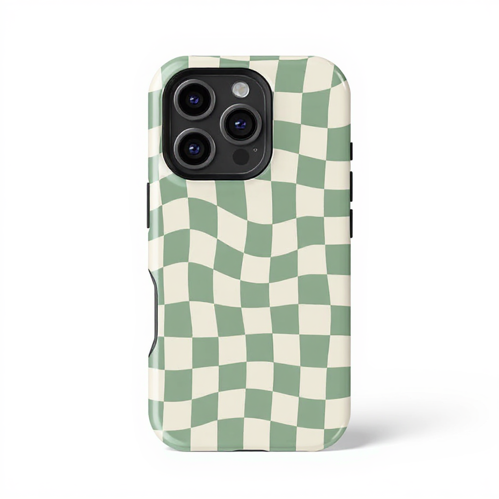 Stylish Green Checkerboard Tough Phone Case