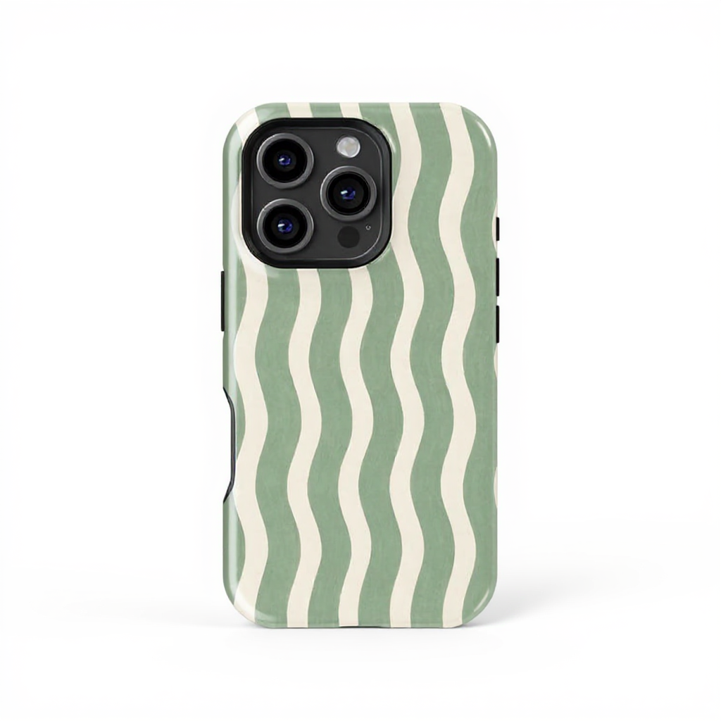 Stylish Green Wave Pattern Tough Phone Case