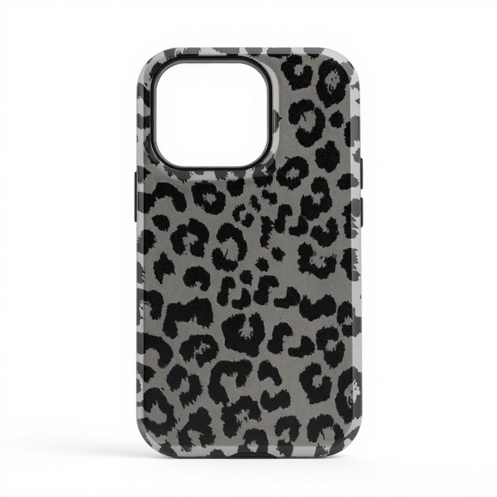Stylish Grey Leopard Print Tough Phone Case