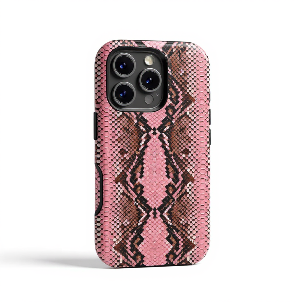 Stylish Pink Snake Print Tough Phone Case