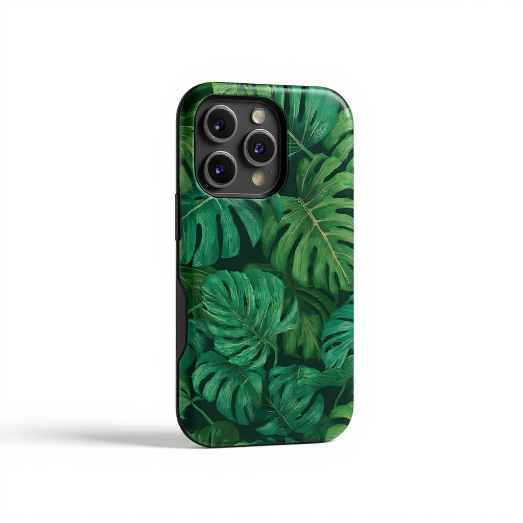 Tropical Green Leaf Print Tough Phone Case
