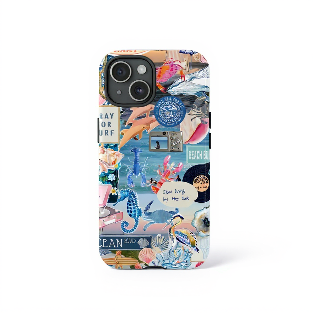 Vibrant Beach Theme Collage Tough Phone Case