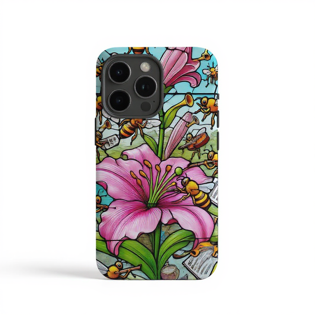 Vibrant Floral and Bee Art Tough Phone Case