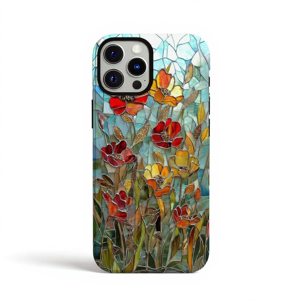 Vibrant Floral Mosaic Art Tough Phone Case