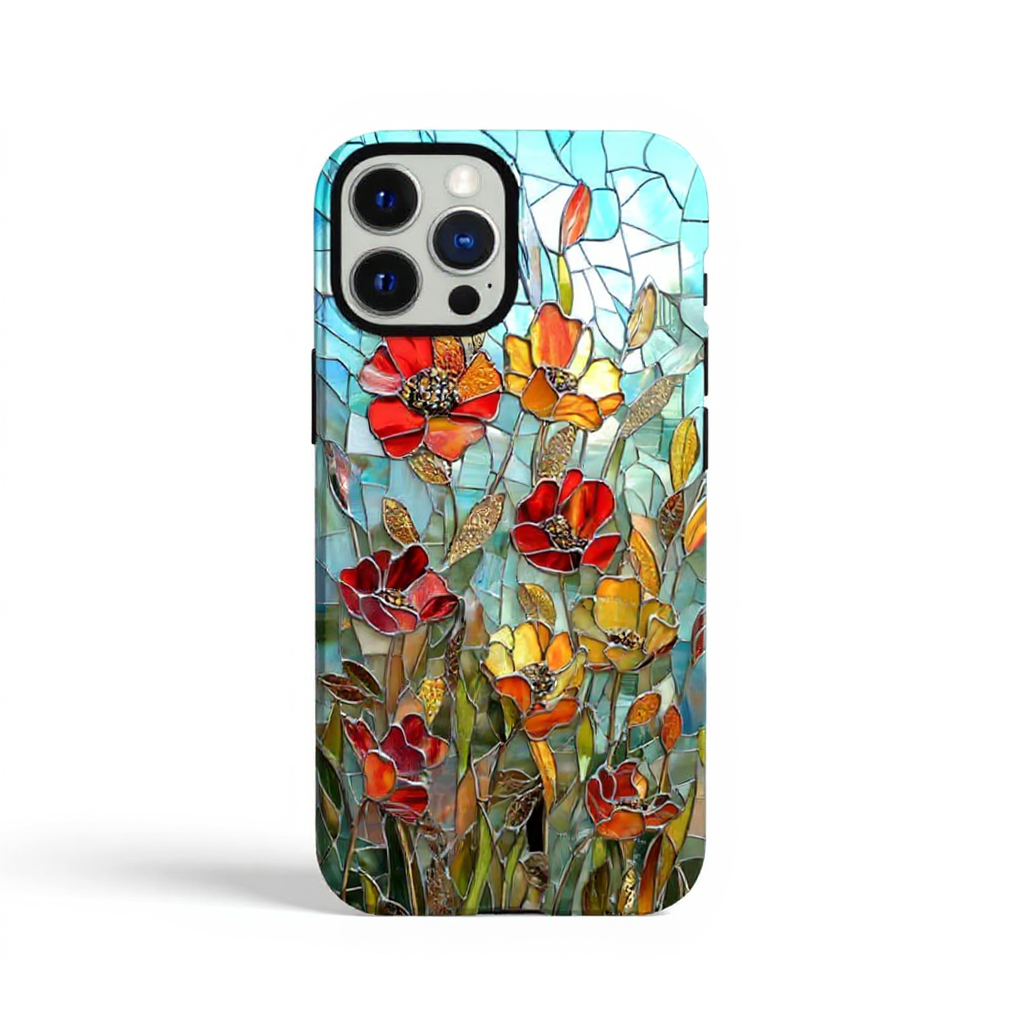 Vibrant Floral Mosaic Art Tough Phone Case