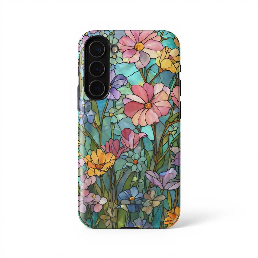 Vibrant Floral Stained Glass Tough Phone Case