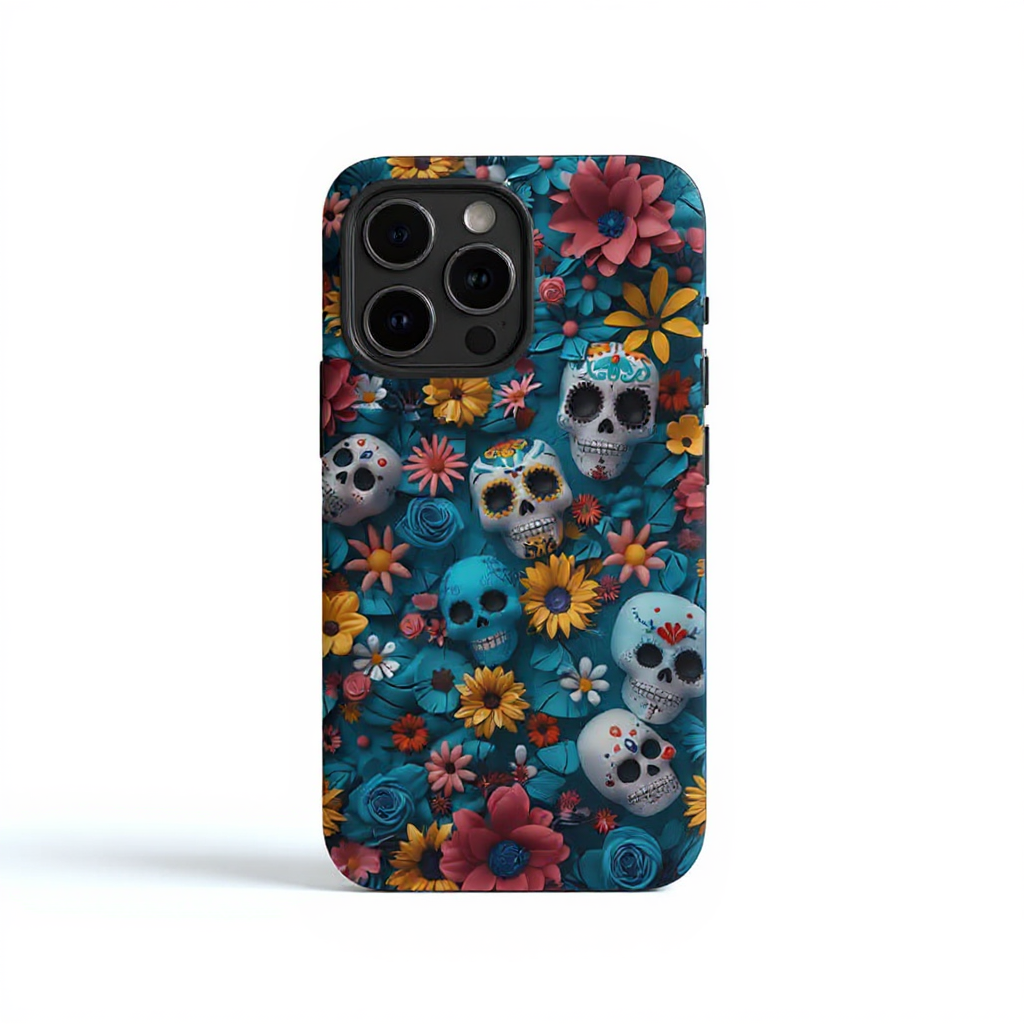 Vibrant Floral Sugar Skull Tough Phone Case