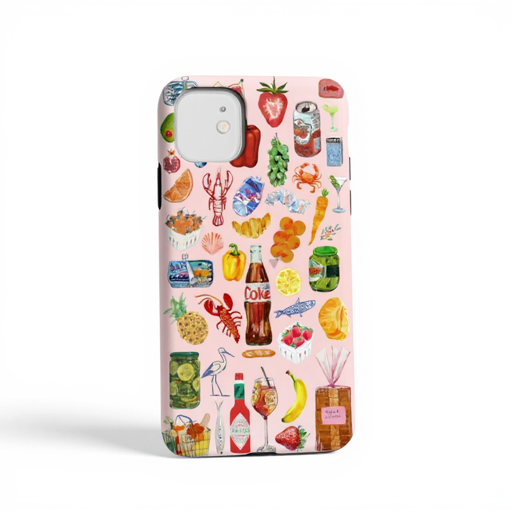 Vibrant Food and Drink Illustration Tough Phone Case
