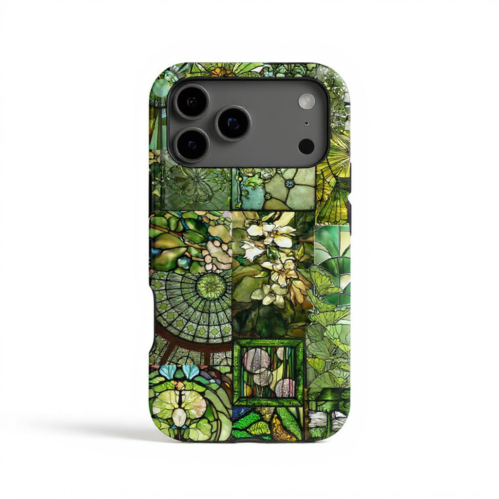 Vibrant Green Mosaic Art Tough Phone Case