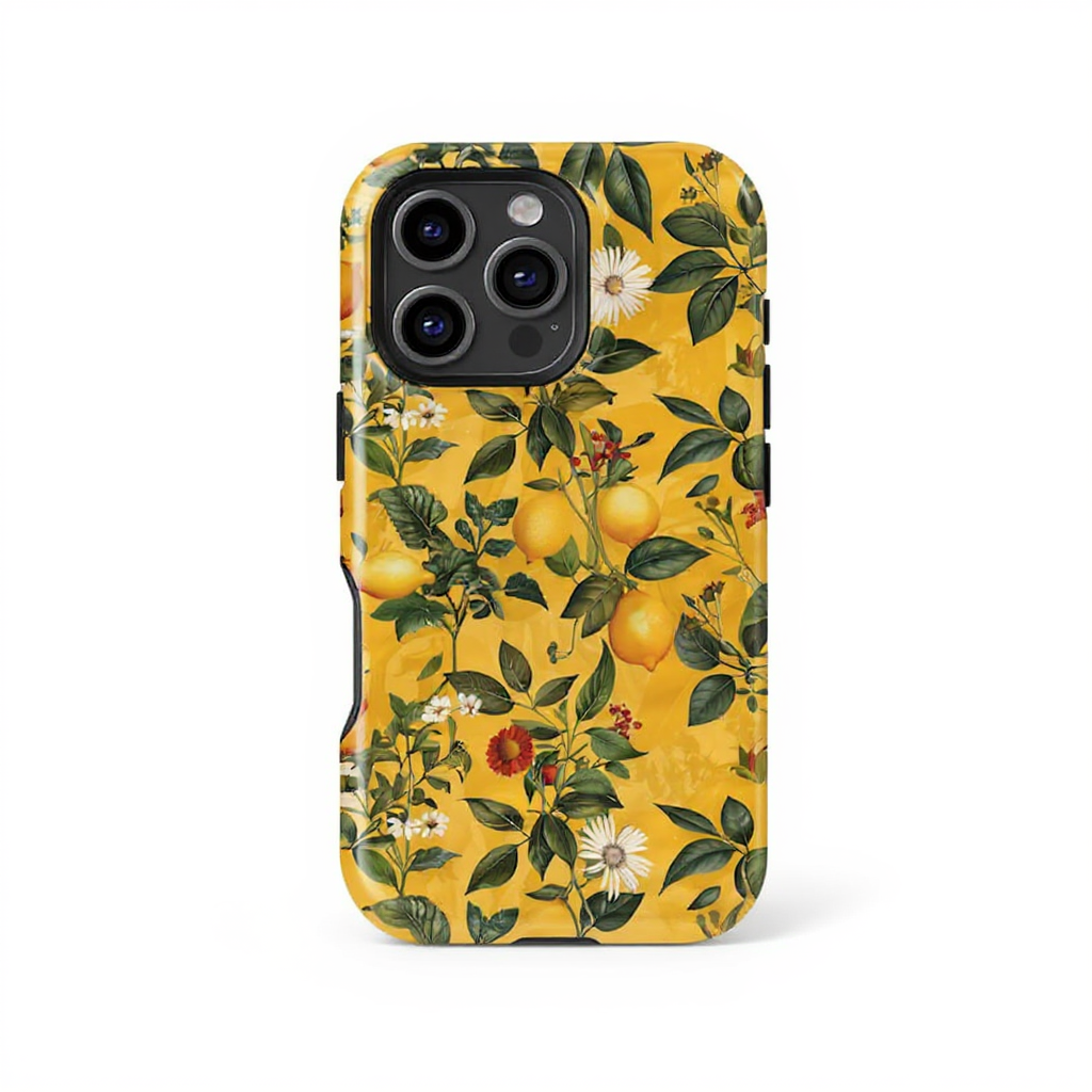 Vibrant Lemon Floral Design Tough Phone Case