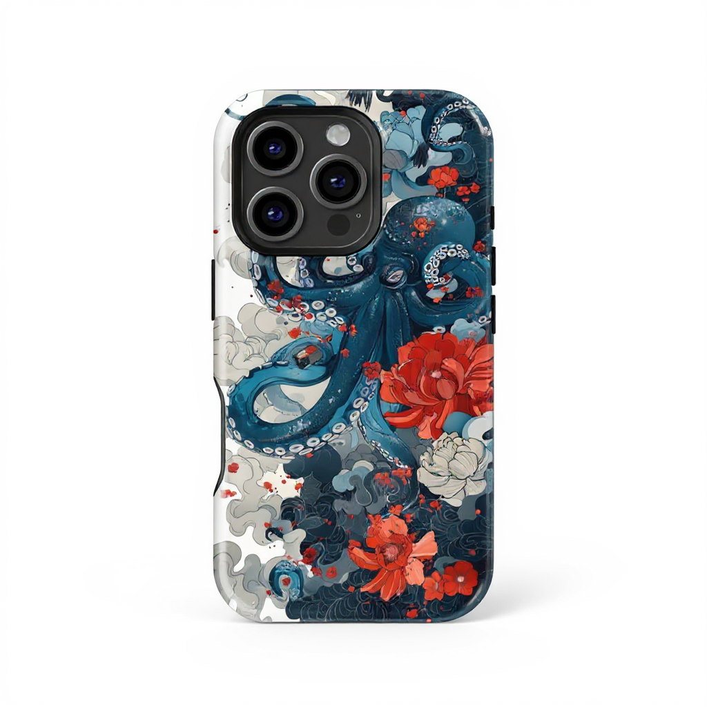 Vibrant Octopus and Floral Design Tough Phone Case