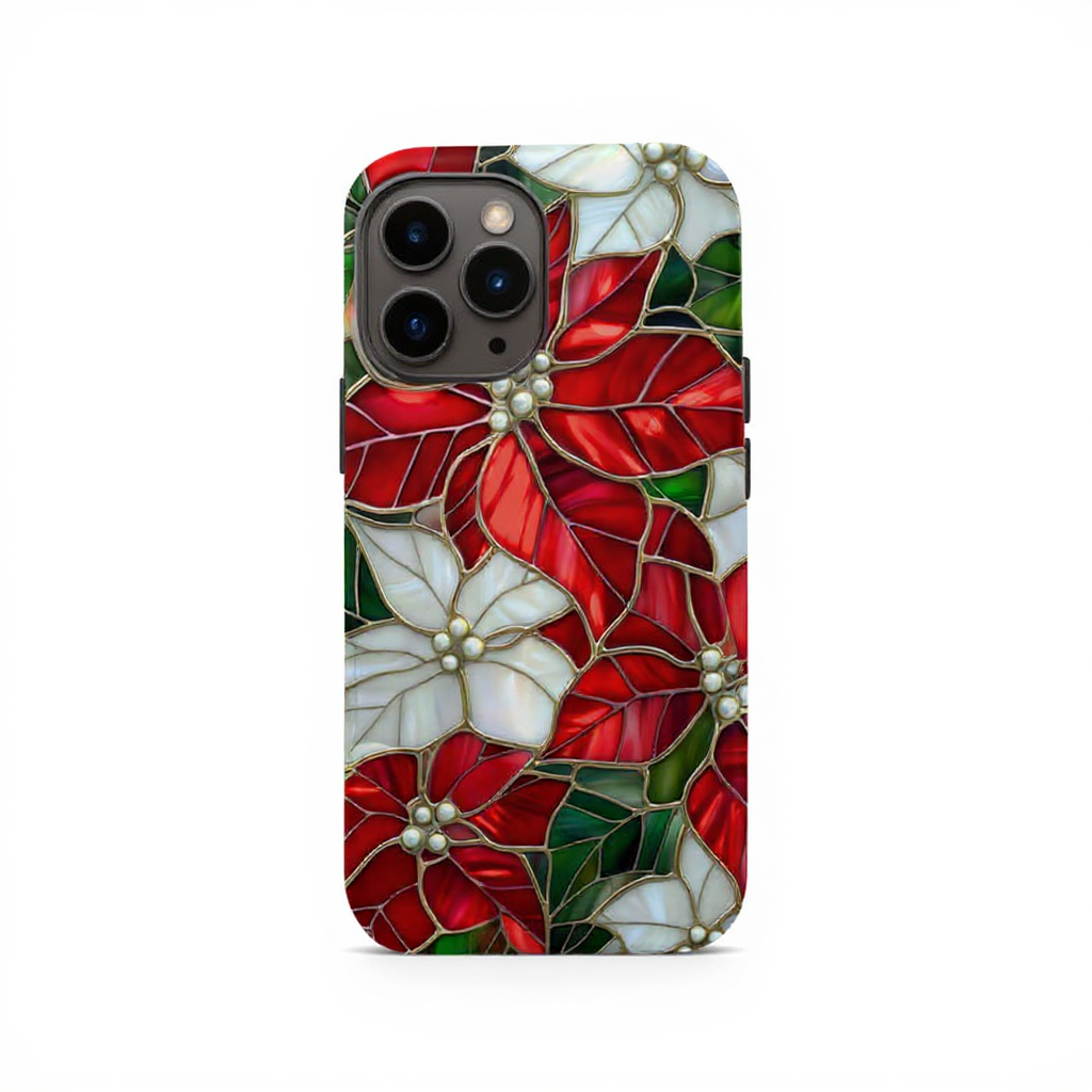 Vibrant Poinsettia Stained Glass Tough Phone Case
