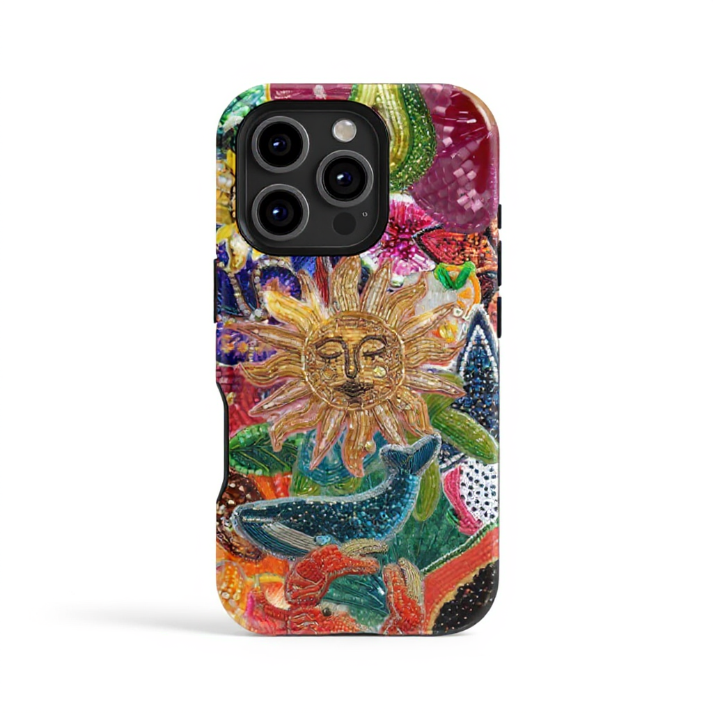 Vibrant Sun and Sea Life Art Tough Phone Case