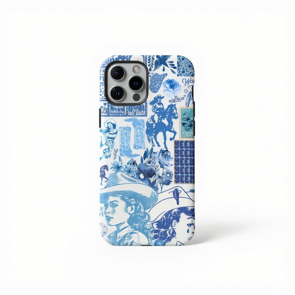 Vintage Blue Floral Art Tough Phone Case