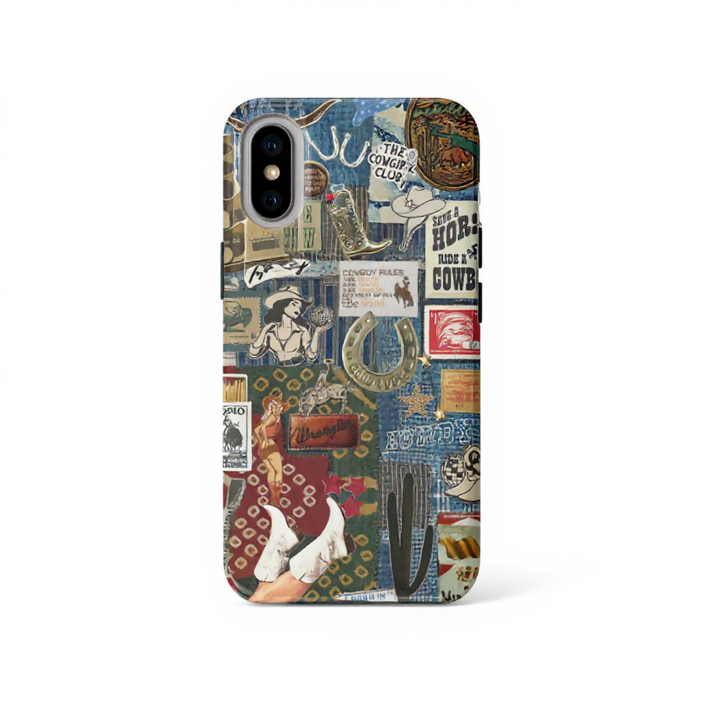 Vintage Cowboy Art Collage Tough Phone Case