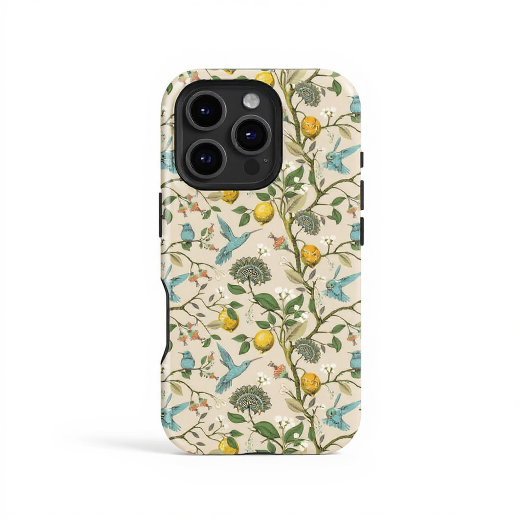 Vintage Floral and Bird Pattern Tough Phone Case