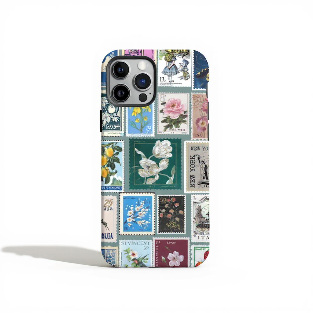 Vintage Postage Stamp Collage Tough Phone Case