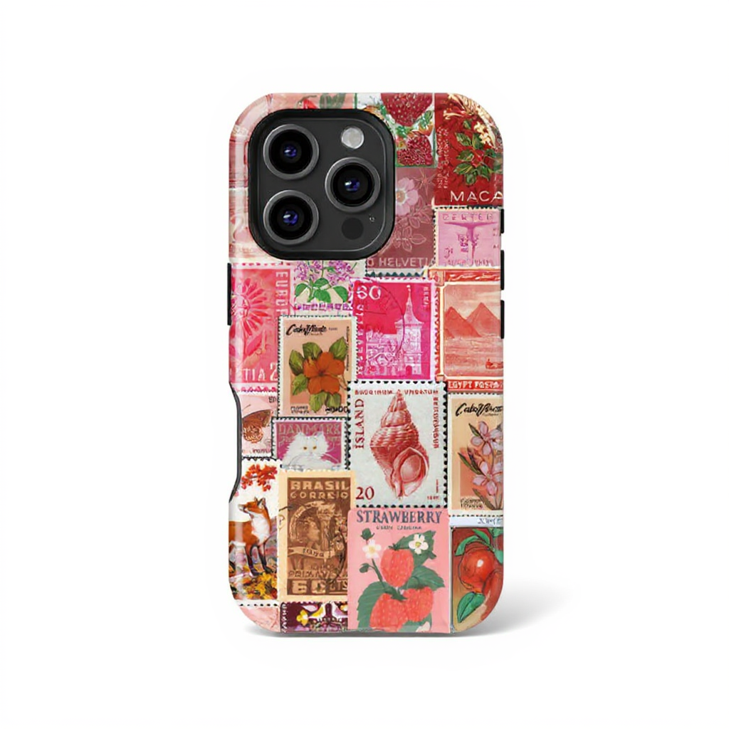 Vintage Postage Stamp Collage Tough Phone Case