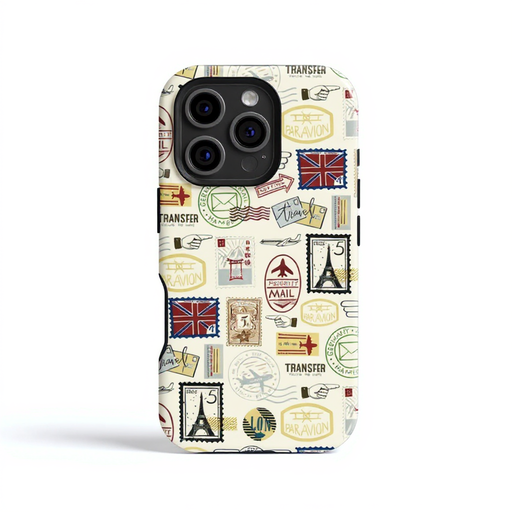 Vintage Travel Stamp Collage Tough Phone Case