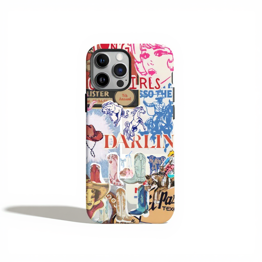 Vintage Western Art Collage Tough Phone Case