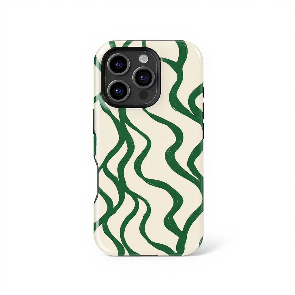 Wavy Green Line Art Tough Phone Case