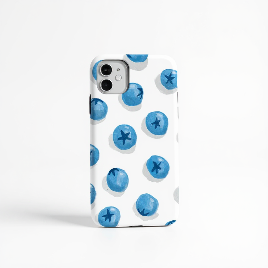 Whimsical Blueberry Pattern Tough Phone Case