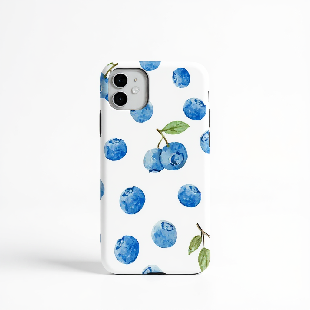 Whimsical Blueberry Pattern Tough Phone Case