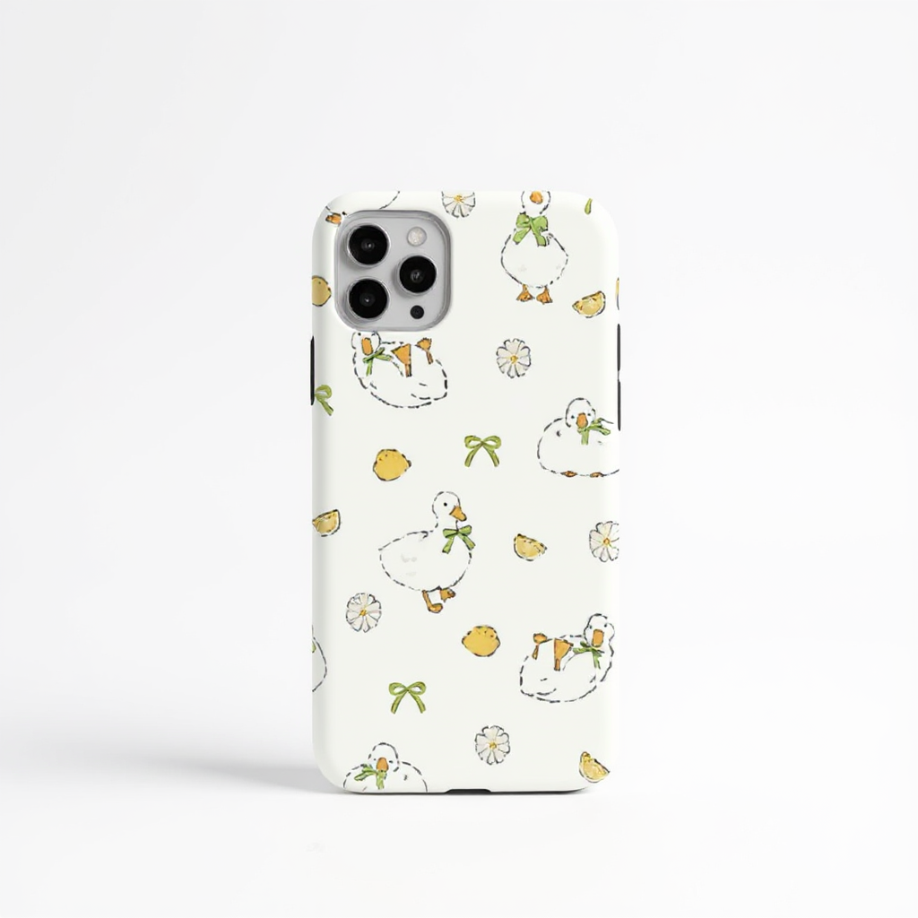 Whimsical Duck and Lemon Print Tough Phone Case