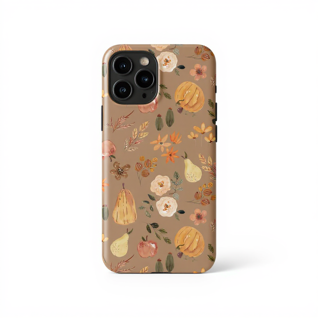 Whimsical Floral and Fruit Pattern Tough Phone Case