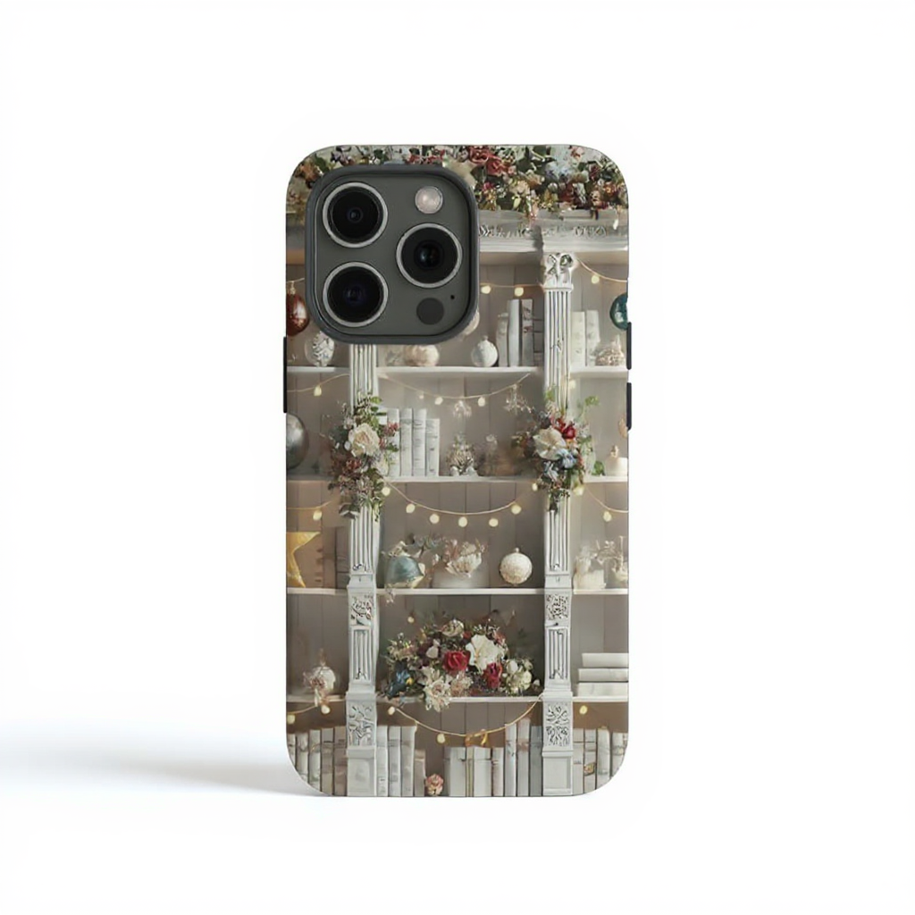 Whimsical Floral Bookshelf Design Tough Phone Case