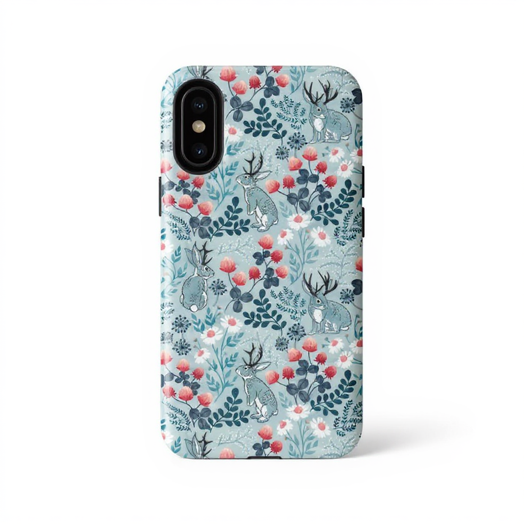 Whimsical Floral Deer Pattern Tough Phone Case
