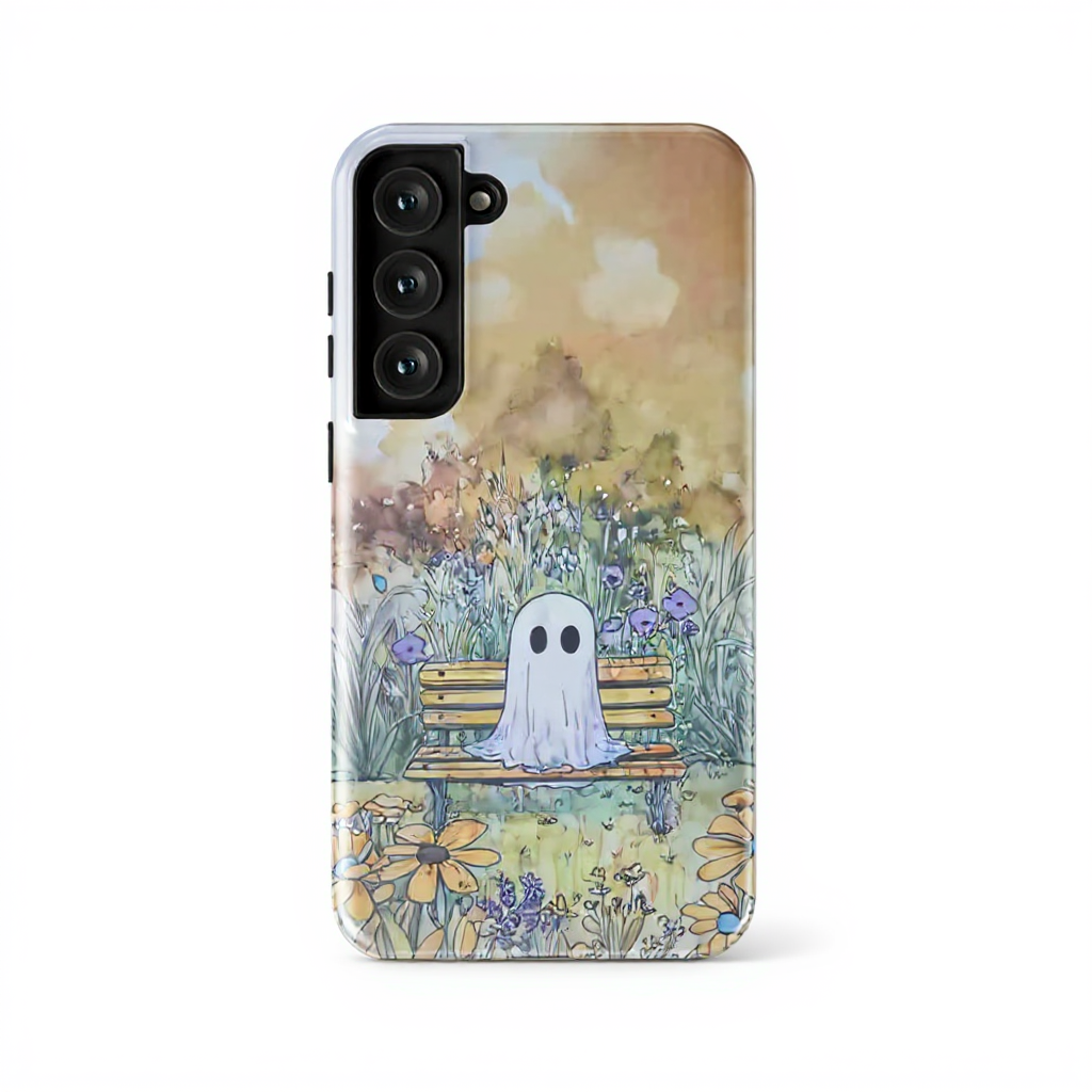 Whimsical Ghost on a Park Bench Tough Phone Case