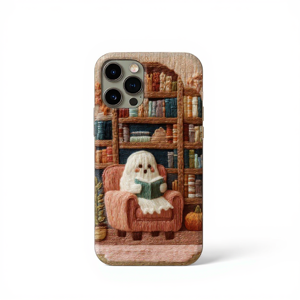 Whimsical Ghost Reading in Cozy Library Tough Phone Case
