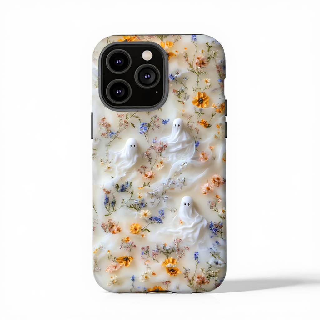 Whimsical Ghosts and Floral Scene Tough Phone Case