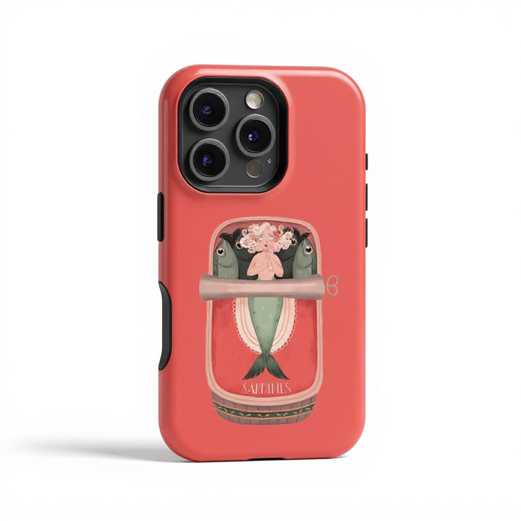 Whimsical Mermaid and Fish Illustration Tough Phone Case