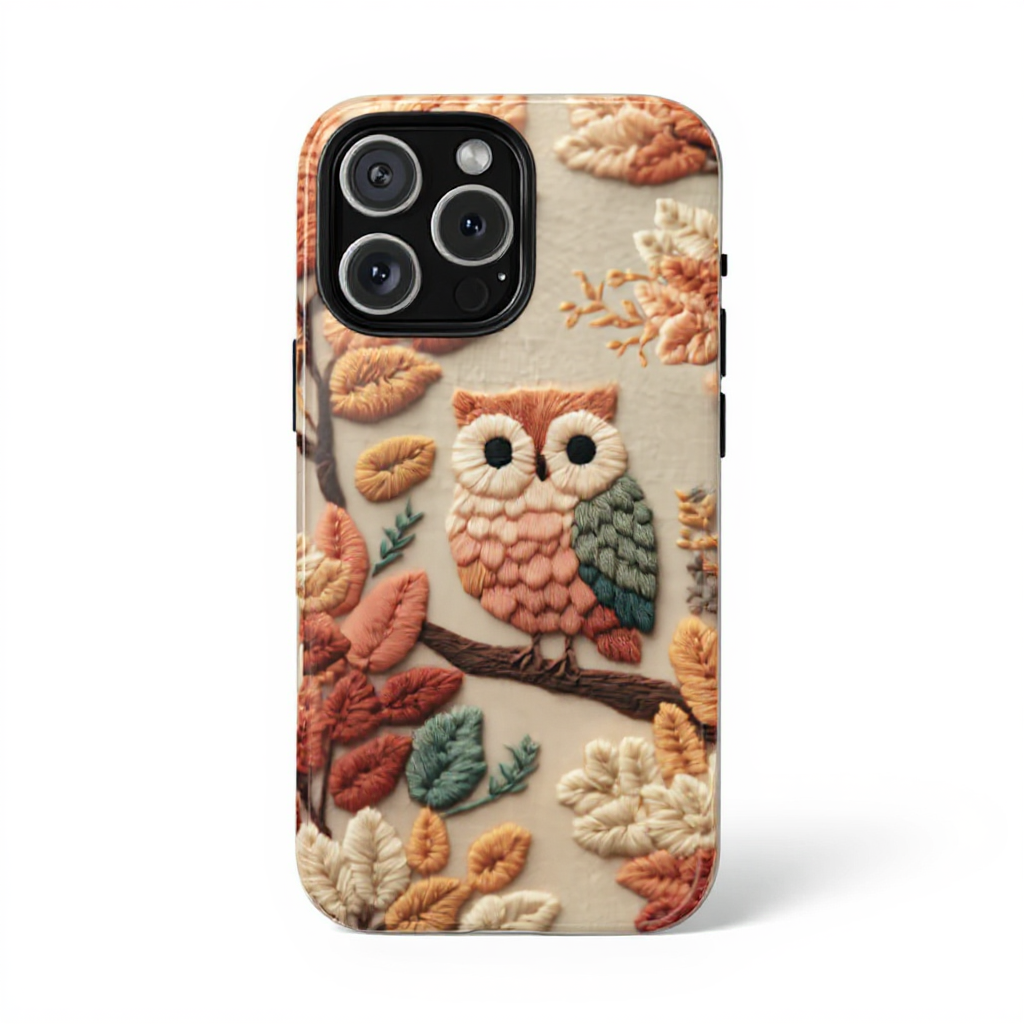 Whimsical Owl and Floral Design Tough Phone Case
