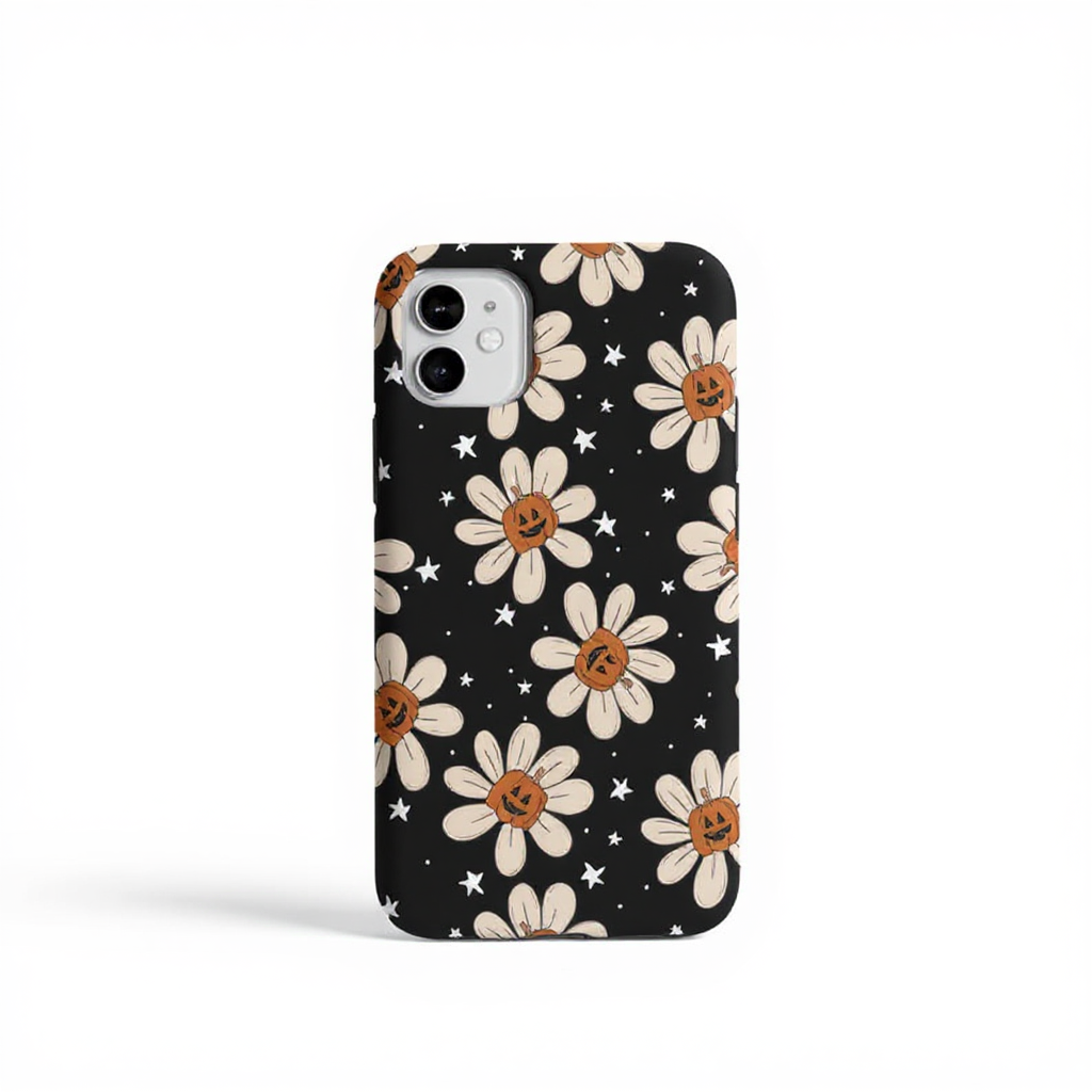 Whimsical Pumpkin Daisy Pattern Tough Phone Case