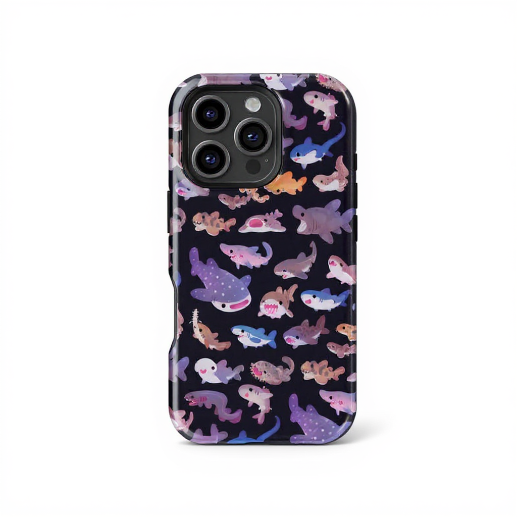 Whimsical Shark Patterns Tough Phone Case
