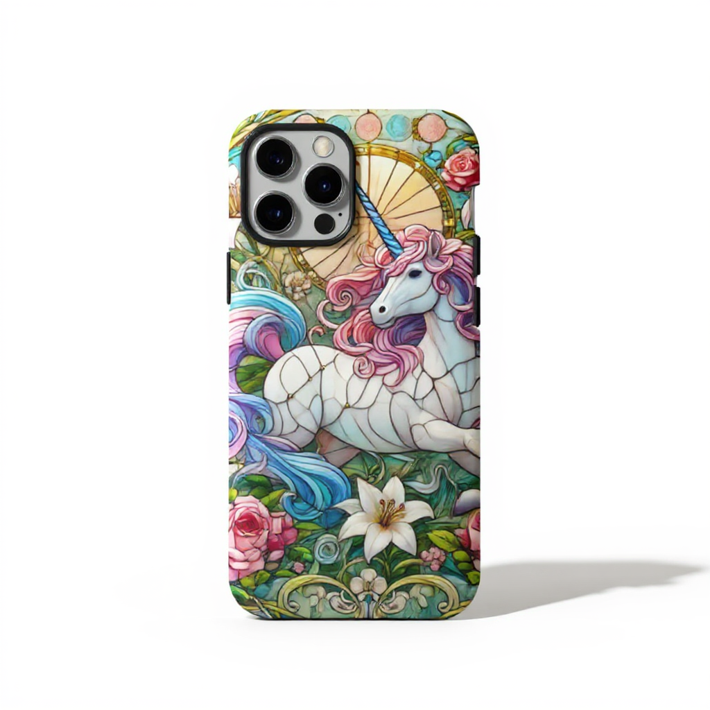Whimsical Unicorn Stained Glass Tough Phone Case