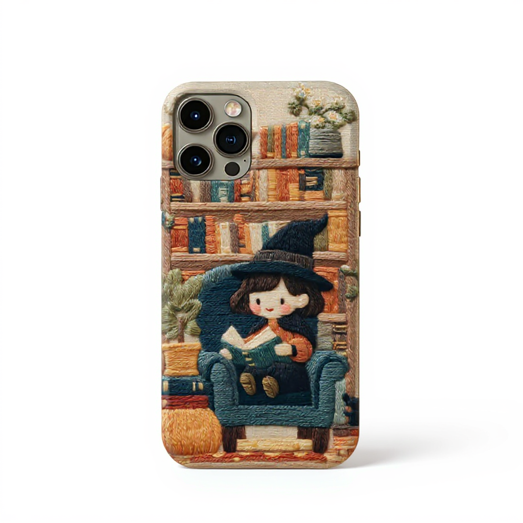 Whimsical Witch Reading in Cozy Chair Tough Phone Case
