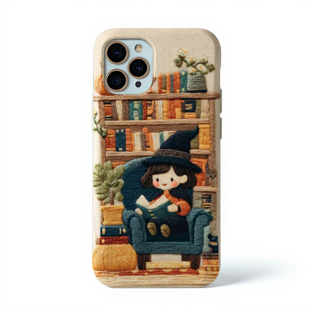 Whimsical Witch Reading in Cozy Chair Tough Phone Case